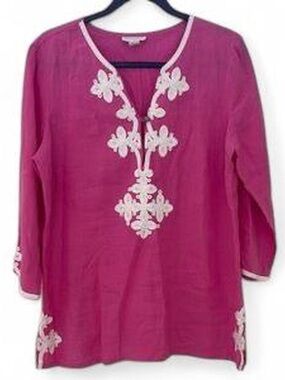 Charter Club Fuchsia Embroidered Tunic Top